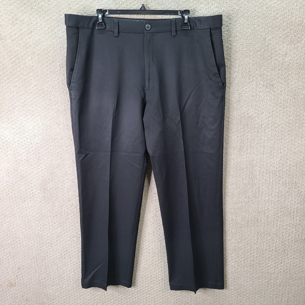 Haggar Pants Mens 36x29 Black Cool 18 Classic Fit Flat Front Polyester Casual
